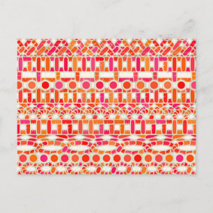 Postal Batik tribal - tonos de naranja y rosa