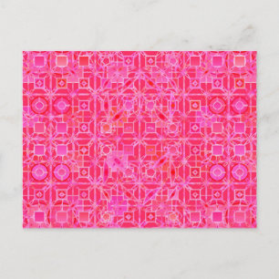 Postal Batik tribal - tonos de rosa fucsia