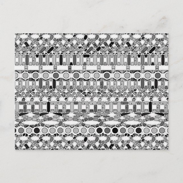 Postal Batik tribal - tonos grises / grises (Anverso)