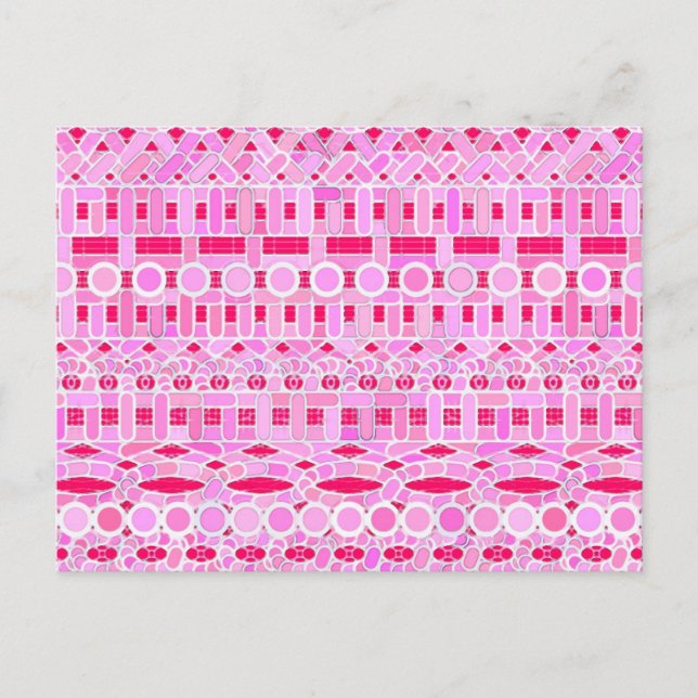 Postal Batik tribal - tonos rosas (Anverso)