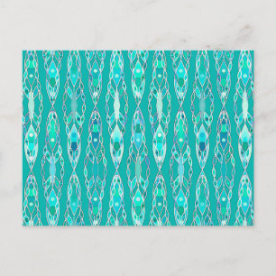 Postal Batik Tribal - Turquesa y Aguamarina