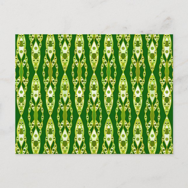 Postal Batik tribal - Verde oscuro y aguacate (Anverso)