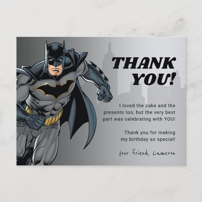 Postal Batman | Chalkboard Happy Birthday Gracias (Anverso)
