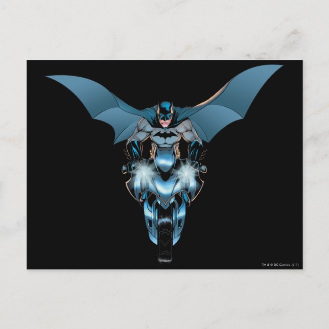 Postal Batman en bicicleta con capa (Anverso)