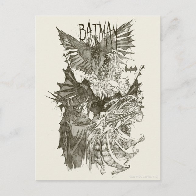 Postal Batman Graphic Novel Pencil Sketch (Anverso)