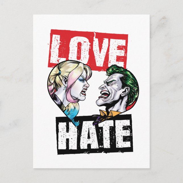 Postal Batman | Harley Quinn y Joker Love/Hate (Anverso)