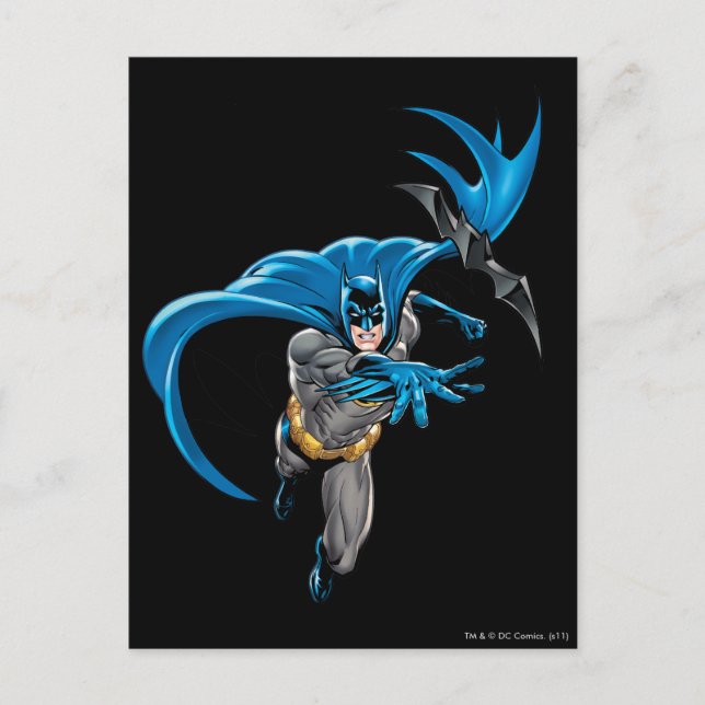 Postal Batman lanza batarang (Anverso)