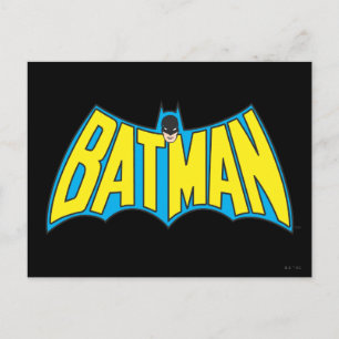 Postal Batman   Logotipo azul amarillo vintage