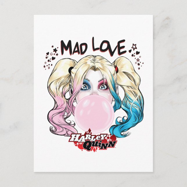 Postal Batman | Mad Love Harley Quinn Masticar Goma de Bu (Anverso)
