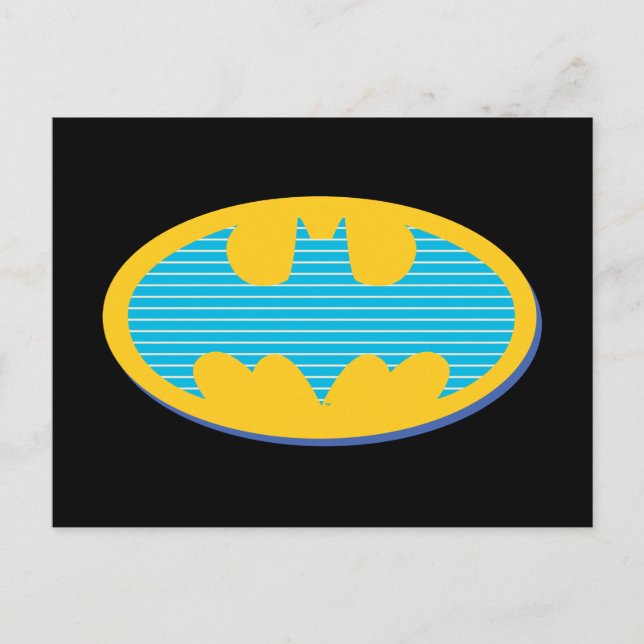 Postal Batman | Símbolo de rayas cian (Anverso)