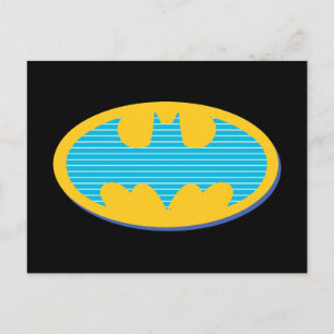 Postal Batman   Símbolo de rayas cian