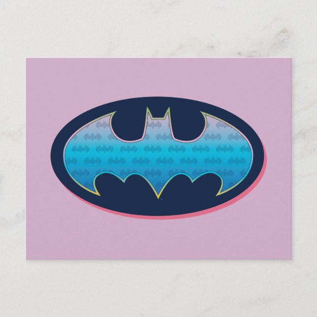 Postal Batman | Símbolo rosa y azul (Anverso)