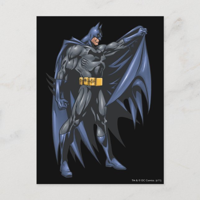 Postal Batman sostiene la capa - lado (Anverso)