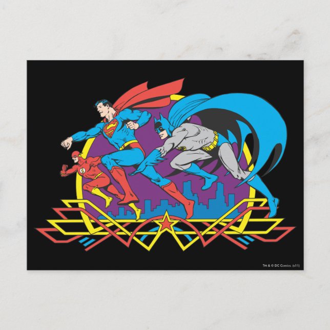 Postal Batman + Superman + Flash (Anverso)