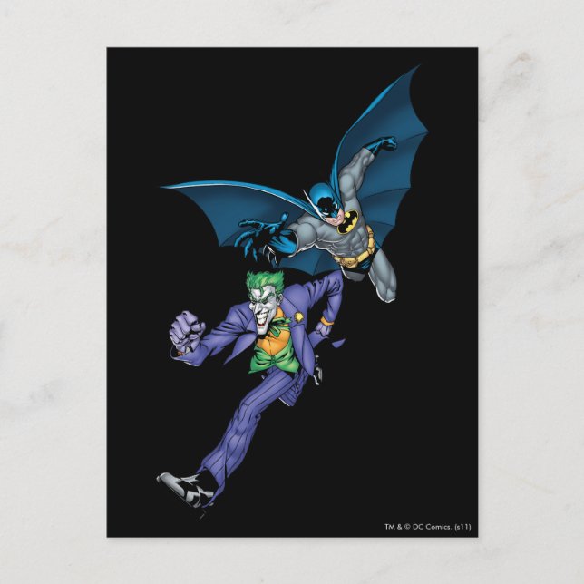 Postal Batman y Joker con arma (Anverso)