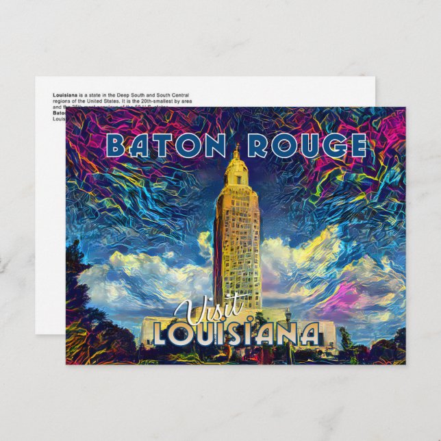 Postal Baton Rouge, Visite Louisiana... (Anverso / Reverso)