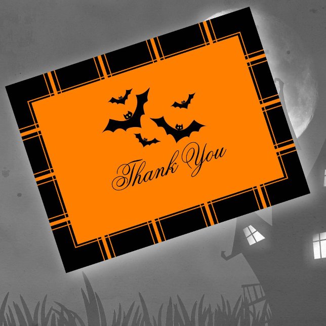 Postal Bats Gracias Naranja De Halloween (Subido por el creador)