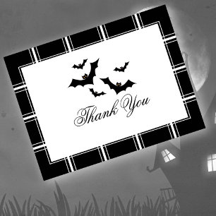 Postal Bats Halloween Gracias Black