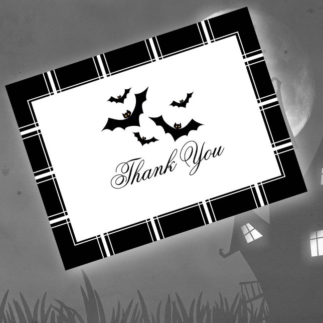 Postal Bats Halloween Gracias Black (Subido por el creador)