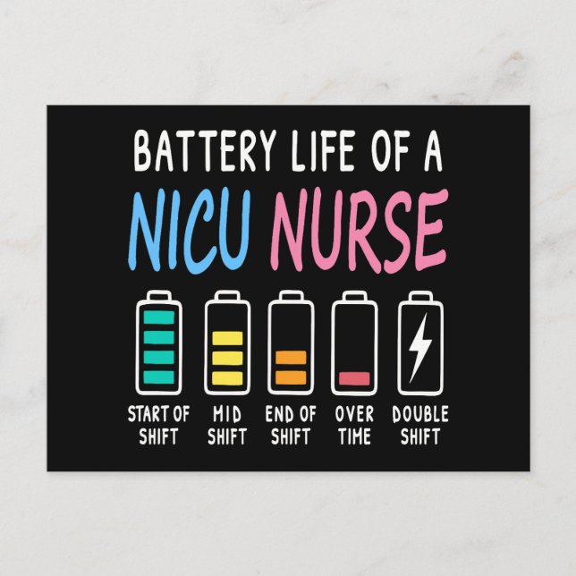 Postal Battery life of a NICU nurse humor level (Anverso)