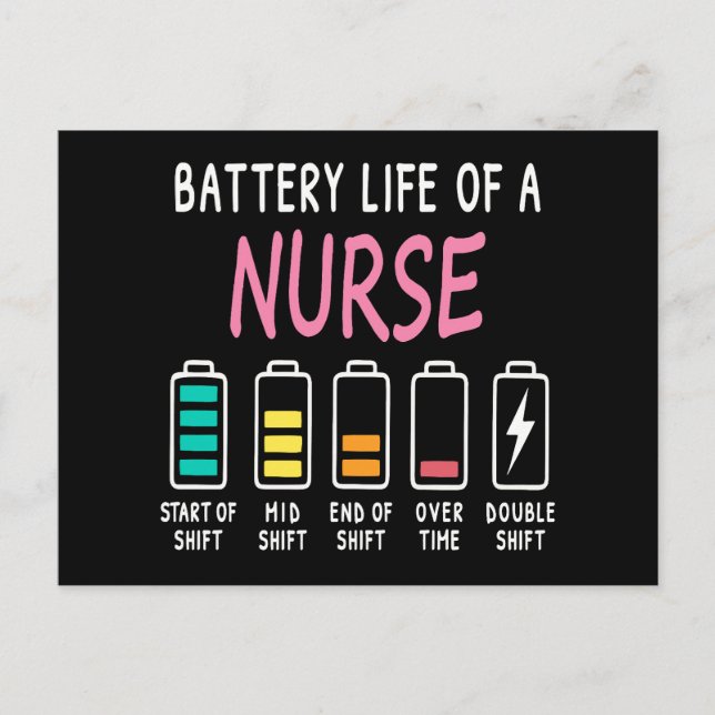 Postal Battery life of a nurse humor chart (Anverso)