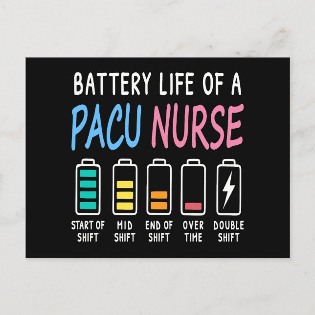 Postal Battery life of a PACU nurse levels humor (Anverso)