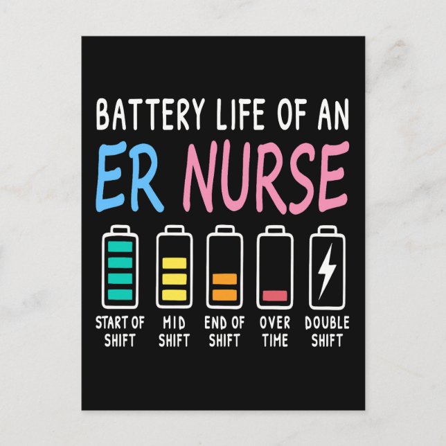 Postal Battery life of an ER nurse humor chart (Anverso)