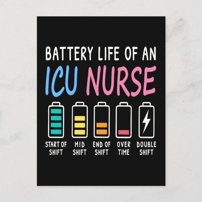 Postal Battery life of an ICU nurse humor chart (Anverso)