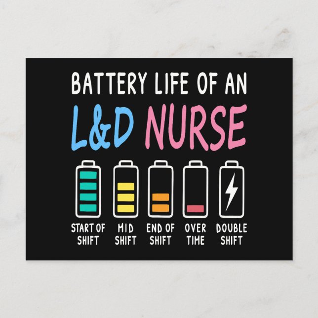 Postal Battery life of an L&D nurse humor chart (Anverso)