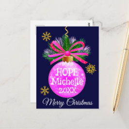 Postal Bauble de cinta rosa único