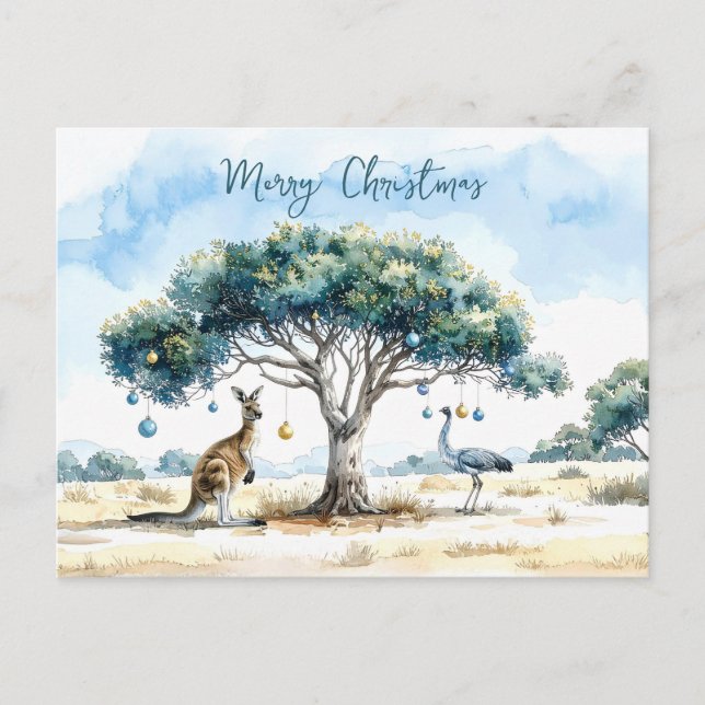 Postal Baubles de los Navidades Kangaroo y Emu Gumtree (Anverso)