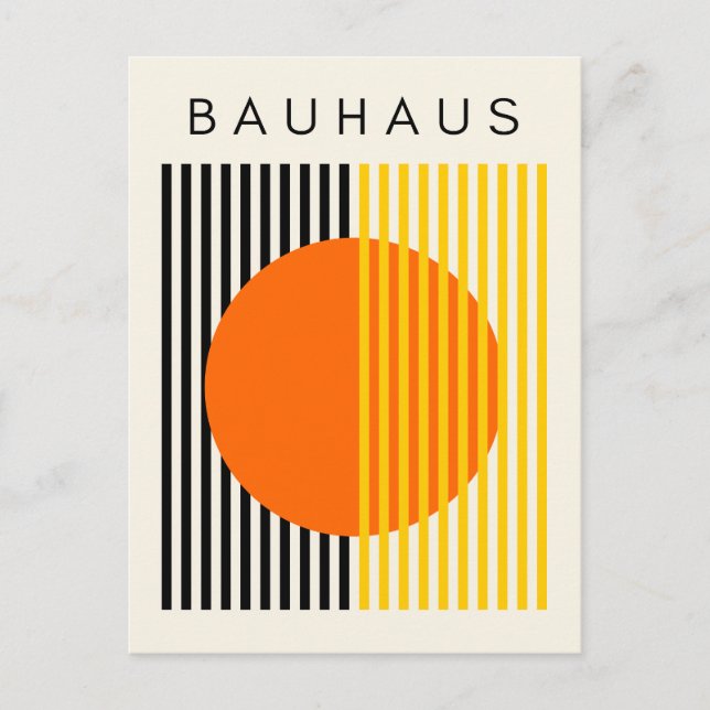 Postal Bauhaus arte moderno Naranja bandas de círculo (Anverso)