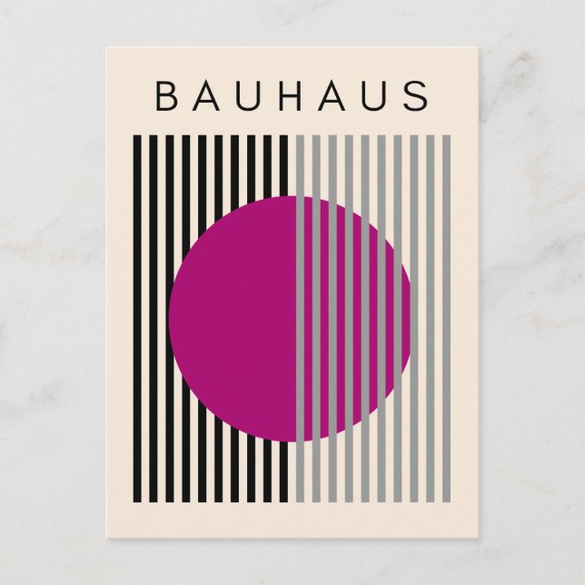 Postal Bauhaus Arte Moderno Rayas de Círculo Púrpura (Anverso)