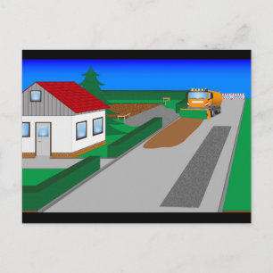 Postal Baustelle mit Kehrmaschine