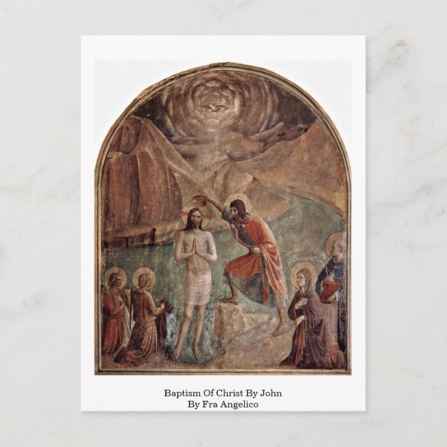 Postal Bautismo De Cristo Por Juan De Fra Angelico (Anverso)
