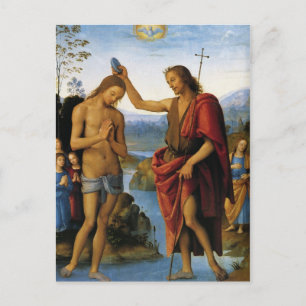 Postal Bautismo de Cristo por Pietro Perugino