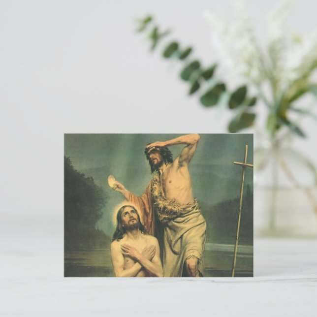 Postal Bautismo de Jesucristo por Juan Bautista (Anverso de pie)