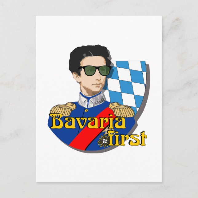 Postal Bavaria First König Ludwig II mit Brille  (Anverso)