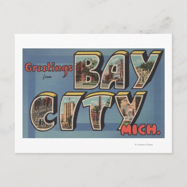 Postal Bay City, Michigan - Escenas de letras grandes (Anverso)