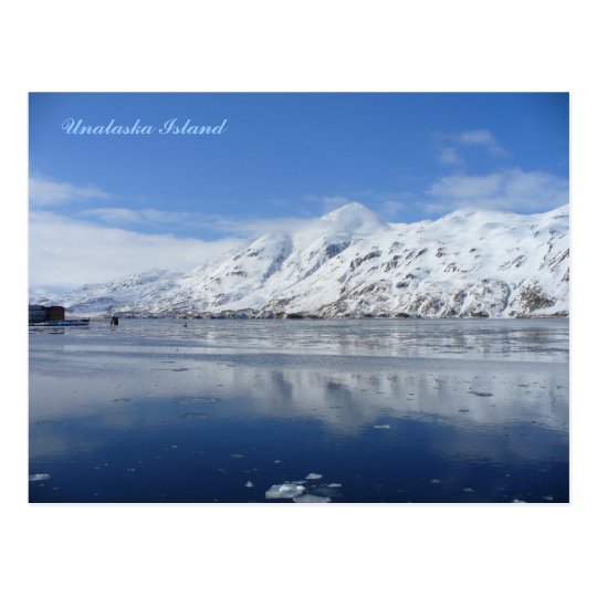 Postal Bay en invierno, isla de capitán de Unalaska