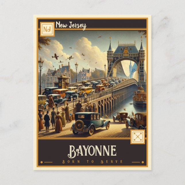 Postal Bayona, Nueva Jersey | Vintage (Anverso)