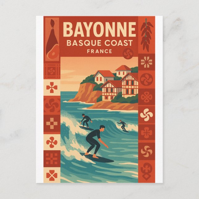 Postal Bayonne — Costa Vasca Francesa (Anverso)