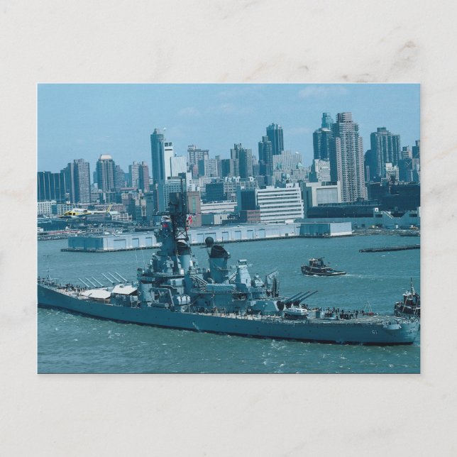 Postal BB-61 "USS Iowa", New York Harbour, EE.UU. (Anverso)