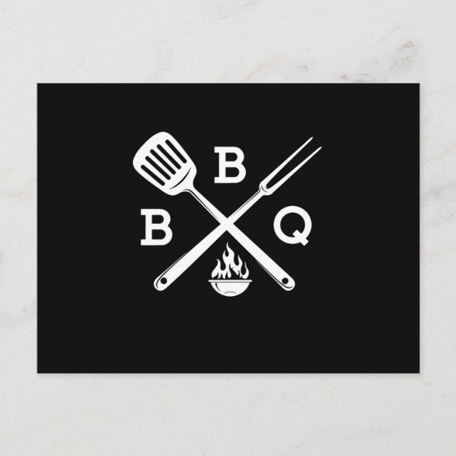 Postal BBQ Barbacoa Fiesta su parrillada Tiempo (Anverso)