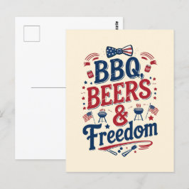 Postal BBQ, cervezas y libertad - Retro 4 de julio Vibes