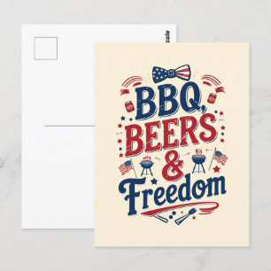 Postal BBQ, cervezas y libertad - Retro 4 de julio Vibes