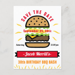 Postal BBQ Cumpleaños Bash Cualquier Edad Excepto La Fech