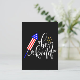 Postal Be Kind Happy 4 Of July Independence Day USA