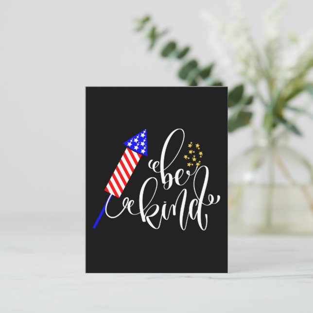 Postal Be Kind Happy 4 Of July Independence Day USA (Anverso de pie)