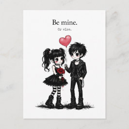 Postal Be Mine Or Else Goth Valentine Postcard